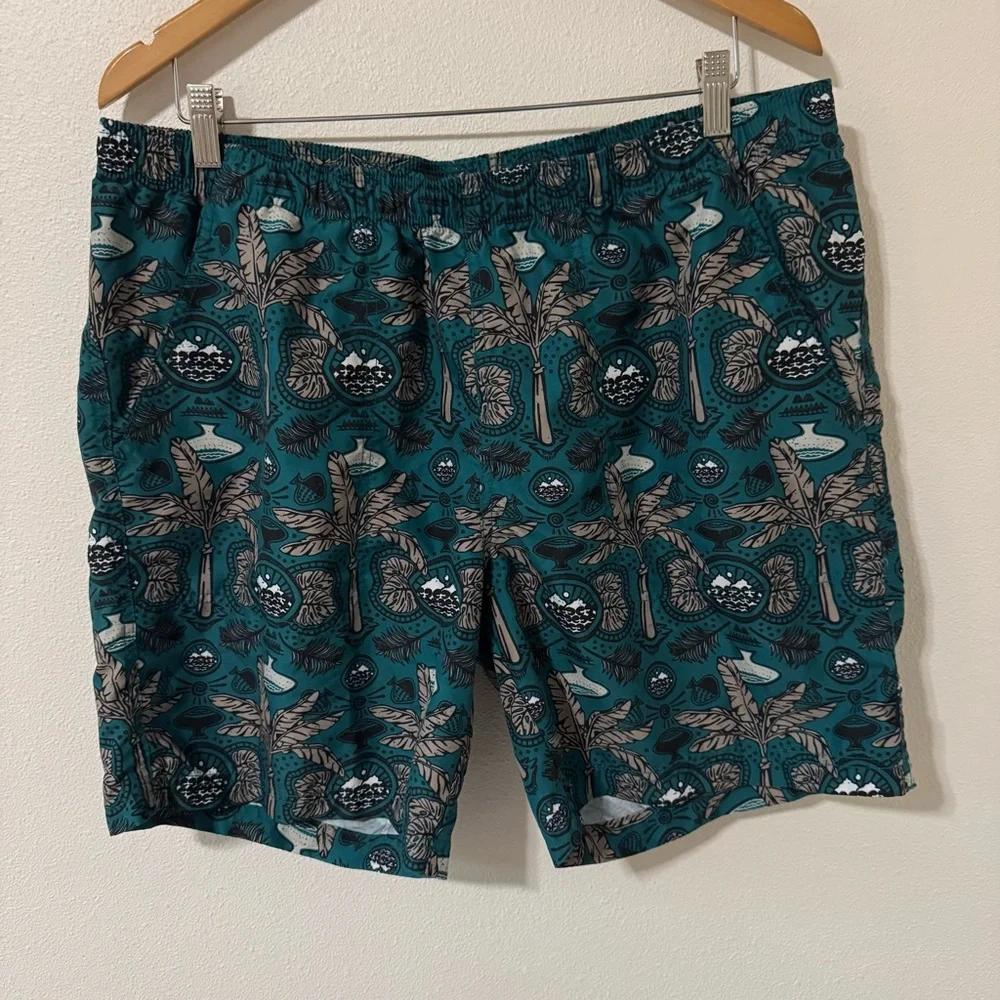 Kavu Sound Shorts Green Wax N Wander Print Hybrid Beachy Volley Athleisure-XL